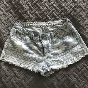 Billabong light tribal cut off shorts